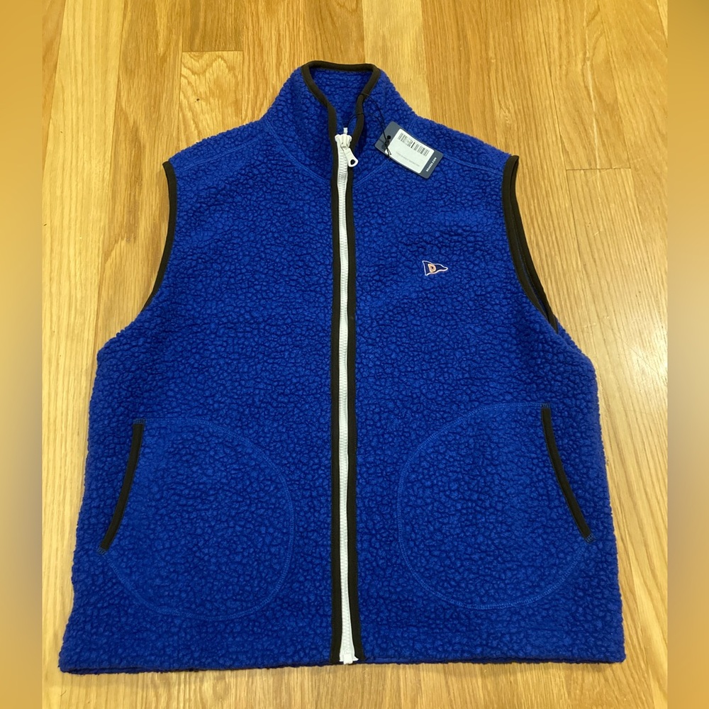 Drakes Boucle Wool Beautiful Blue Full Zip Vest size Large NEW